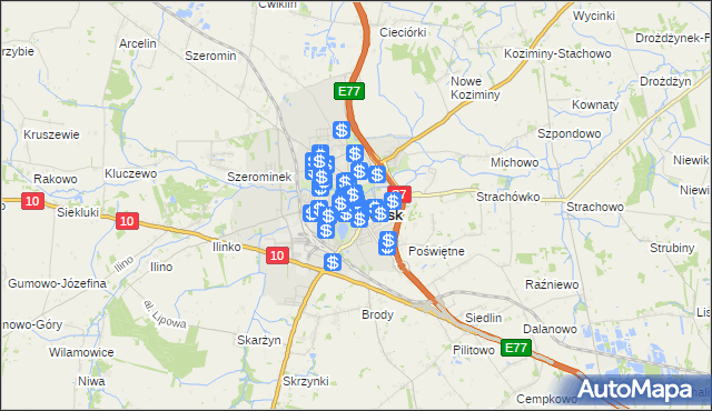 mapa Płońsk, Płońsk na mapie Targeo
