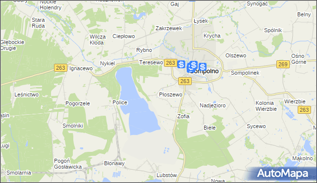 mapa Płoszewo, Płoszewo na mapie Targeo