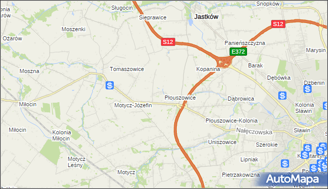 mapa Płouszowice, Płouszowice na mapie Targeo