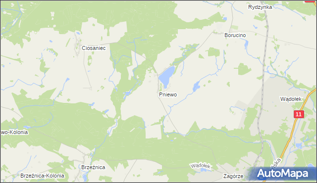 mapa Pniewo gmina Okonek, Pniewo gmina Okonek na mapie Targeo