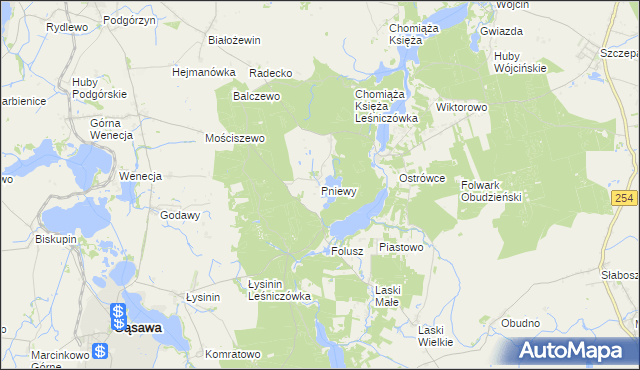 mapa Pniewy gmina Gąsawa, Pniewy gmina Gąsawa na mapie Targeo