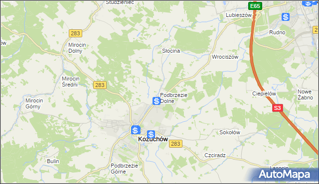 mapa Podbrzezie Dolne, Podbrzezie Dolne na mapie Targeo