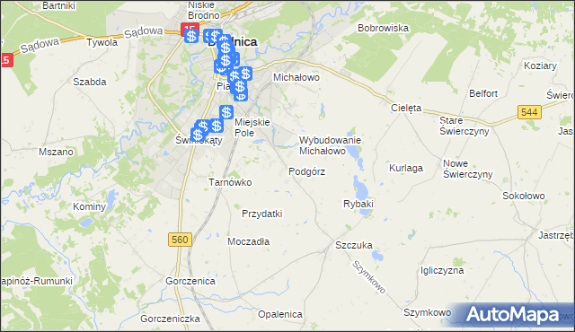 mapa Podgórz gmina Brodnica, Podgórz gmina Brodnica na mapie Targeo