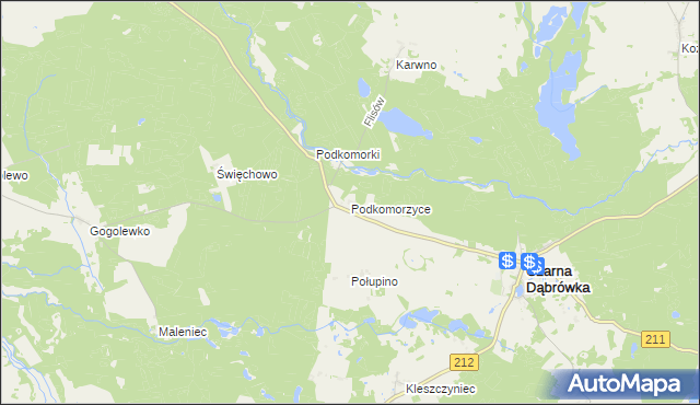 mapa Podkomorzyce, Podkomorzyce na mapie Targeo