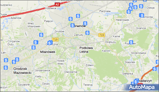 mapa Podkowa Leśna, Podkowa Leśna na mapie Targeo