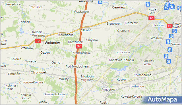 mapa Podlesie gmina Wolanów, Podlesie gmina Wolanów na mapie Targeo