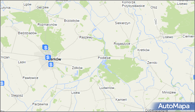 mapa Podlesie gmina Żerków, Podlesie gmina Żerków na mapie Targeo