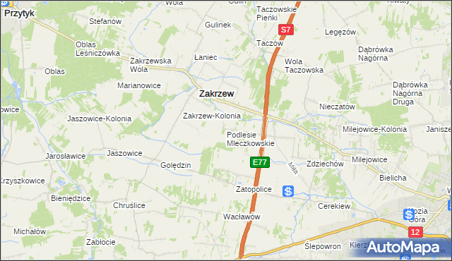 mapa Podlesie Mleczkowskie, Podlesie Mleczkowskie na mapie Targeo