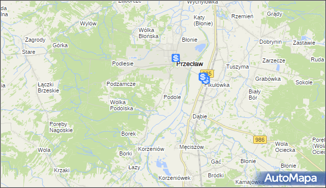 mapa Podole gmina Przecław, Podole gmina Przecław na mapie Targeo