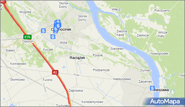 mapa Podole gmina Raciążek, Podole gmina Raciążek na mapie Targeo