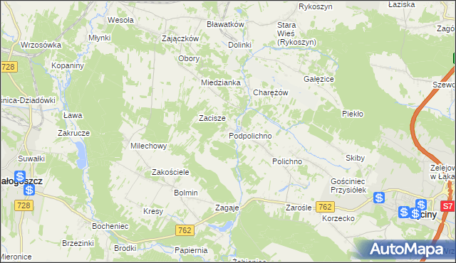 mapa Podpolichno, Podpolichno na mapie Targeo