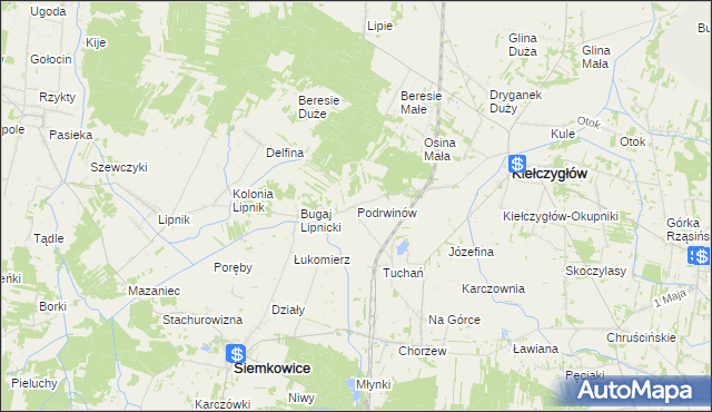mapa Podrwinów, Podrwinów na mapie Targeo
