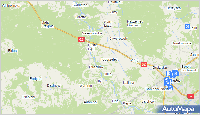 mapa Pogorzelec gmina Łochów, Pogorzelec gmina Łochów na mapie Targeo