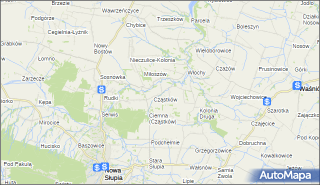 mapa Pokrzywianka gmina Nowa Słupia, Pokrzywianka gmina Nowa Słupia na mapie Targeo