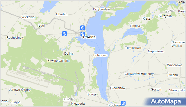 mapa Polanowo gmina Powidz, Polanowo gmina Powidz na mapie Targeo