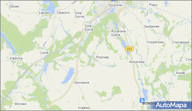 mapa Półchleb, Półchleb na mapie Targeo