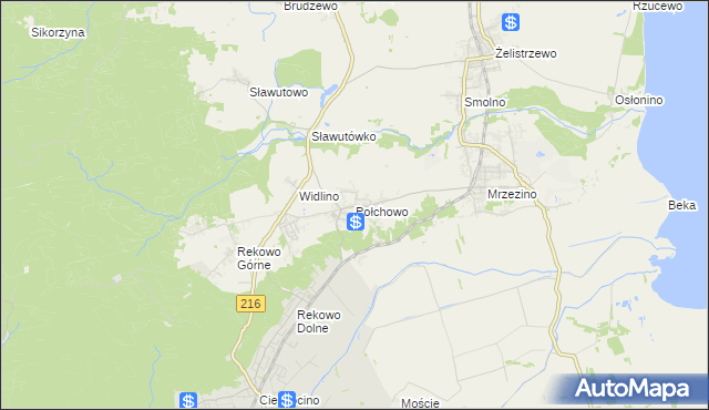 mapa Połchowo gmina Puck, Połchowo gmina Puck na mapie Targeo