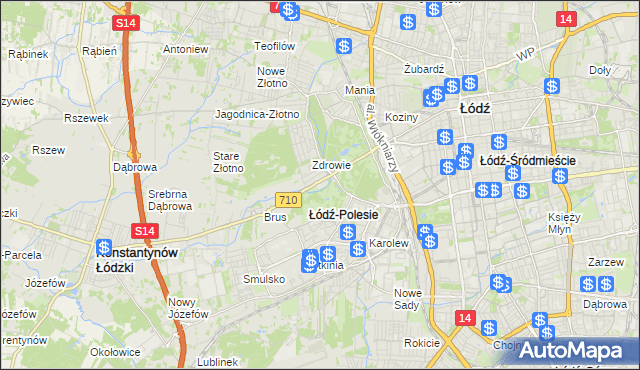 mapa Polesie gmina Łódź, Polesie gmina Łódź na mapie Targeo