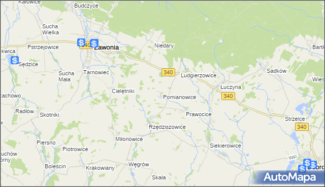 mapa Pomianowice, Pomianowice na mapie Targeo