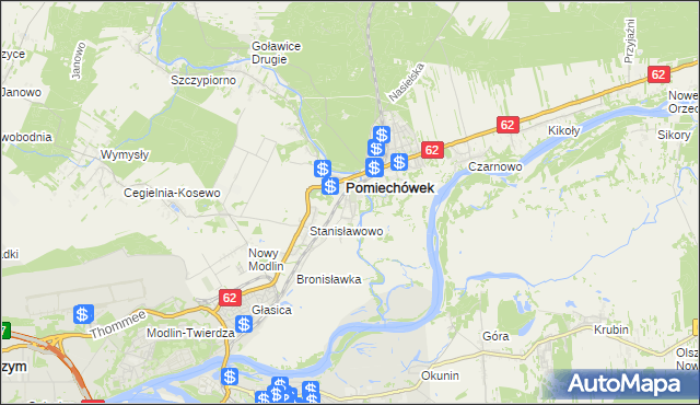 mapa Pomiechowo, Pomiechowo na mapie Targeo