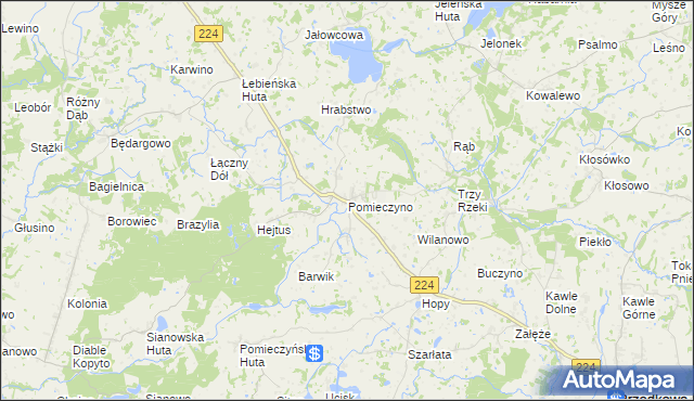 mapa Pomieczyno, Pomieczyno na mapie Targeo