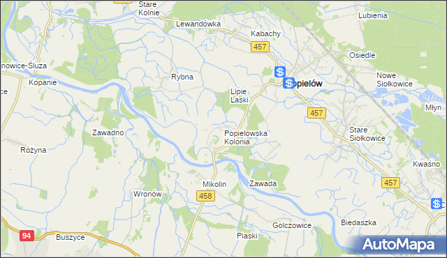 mapa Popielowska Kolonia, Popielowska Kolonia na mapie Targeo