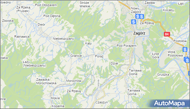 mapa Poraż, Poraż na mapie Targeo