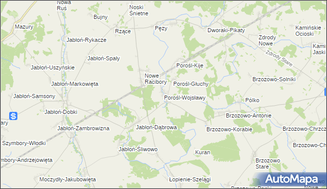 mapa Porośl-Wojsławy, Porośl-Wojsławy na mapie Targeo