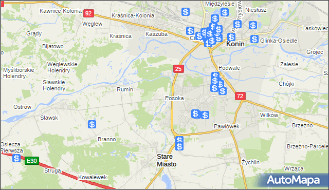 mapa Posoka gmina Stare Miasto, Posoka gmina Stare Miasto na mapie Targeo
