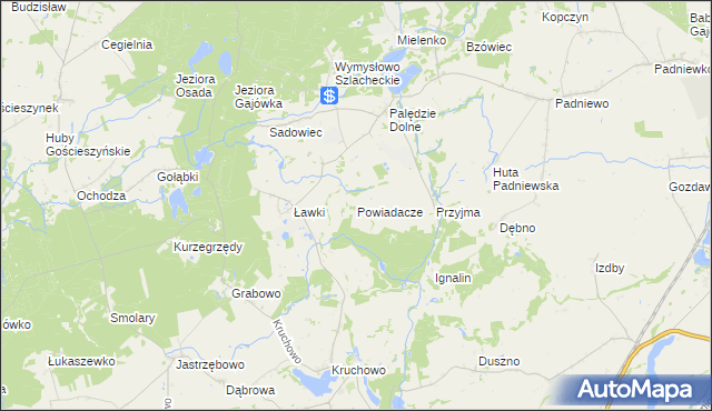 mapa Powiadacze, Powiadacze na mapie Targeo