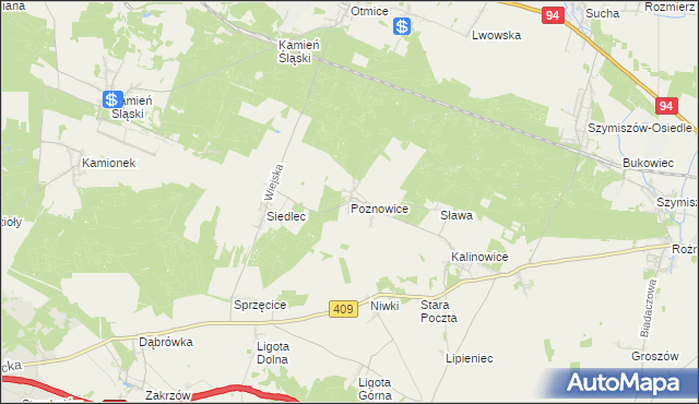 mapa Poznowice, Poznowice na mapie Targeo