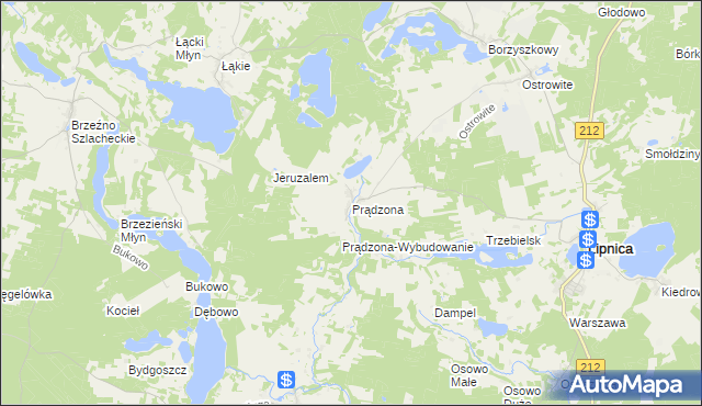 mapa Prądzona, Prądzona na mapie Targeo