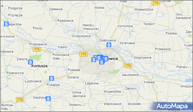 mapa Proszowice, Proszowice na mapie Targeo