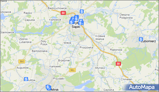 mapa Proszówka, Proszówka na mapie Targeo