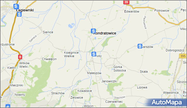 mapa Prusy gmina Kondratowice, Prusy gmina Kondratowice na mapie Targeo