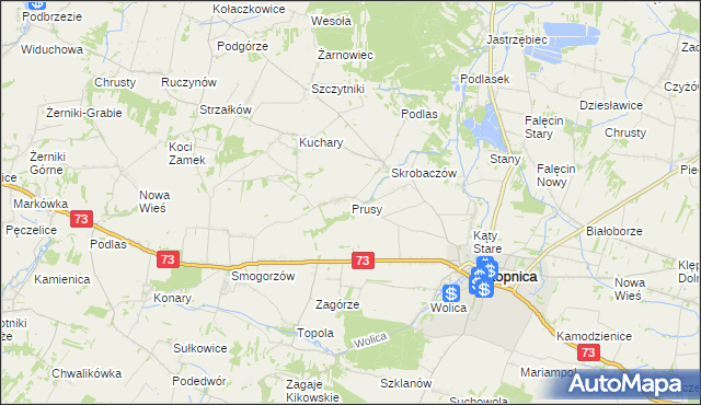 mapa Prusy gmina Stopnica, Prusy gmina Stopnica na mapie Targeo