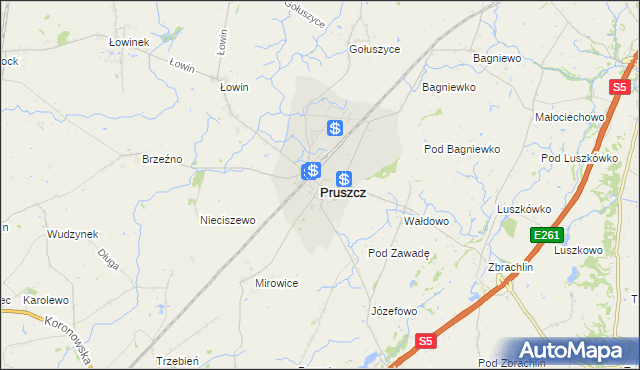 mapa Pruszcz powiat świecki, Pruszcz powiat świecki na mapie Targeo