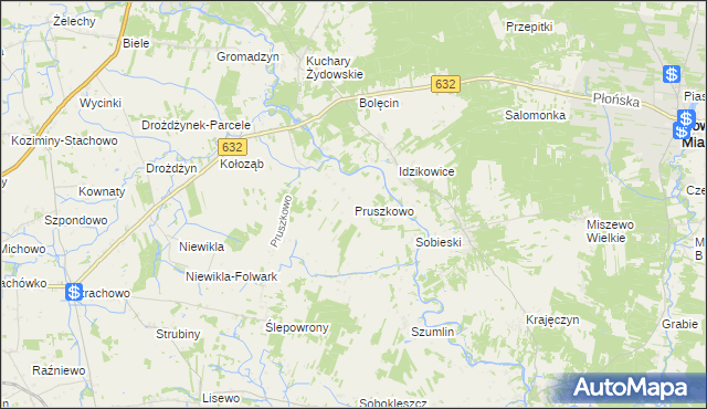 mapa Pruszkowo gmina Sochocin, Pruszkowo gmina Sochocin na mapie Targeo