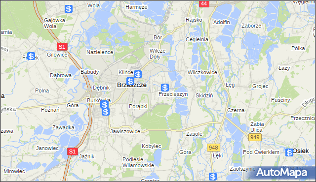 mapa Przecieszyn, Przecieszyn na mapie Targeo