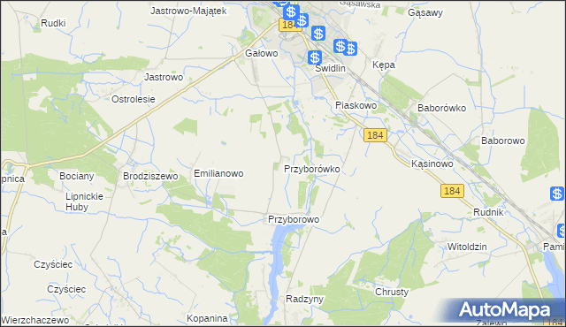 mapa Przyborówko, Przyborówko na mapie Targeo