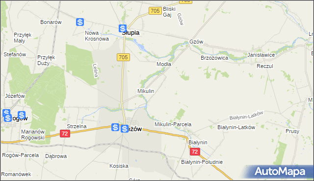 mapa Przybyszyce, Przybyszyce na mapie Targeo