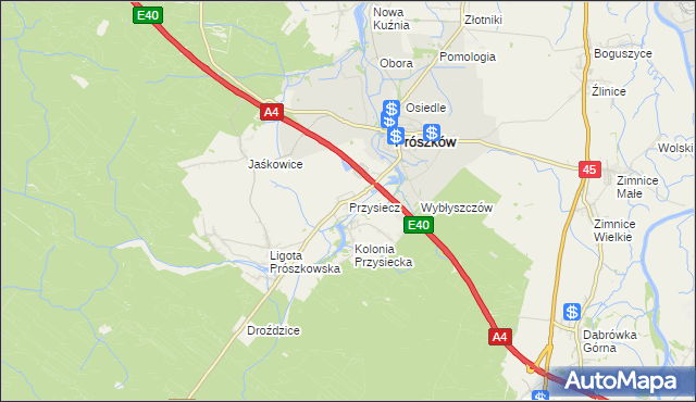 mapa Przysiecz, Przysiecz na mapie Targeo
