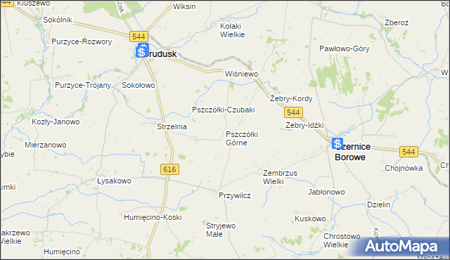mapa Pszczółki Górne, Pszczółki Górne na mapie Targeo