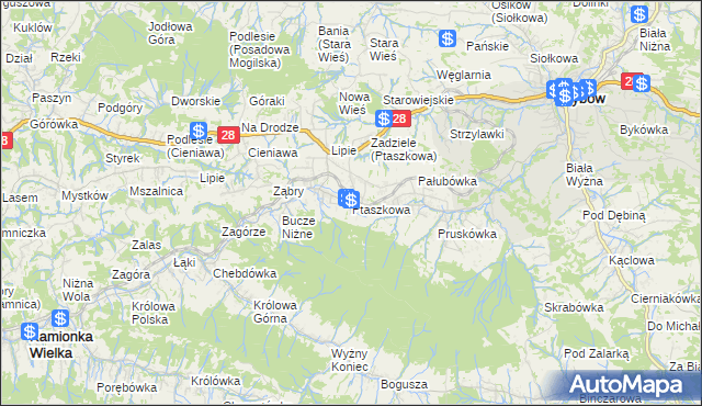 mapa Ptaszkowa, Ptaszkowa na mapie Targeo