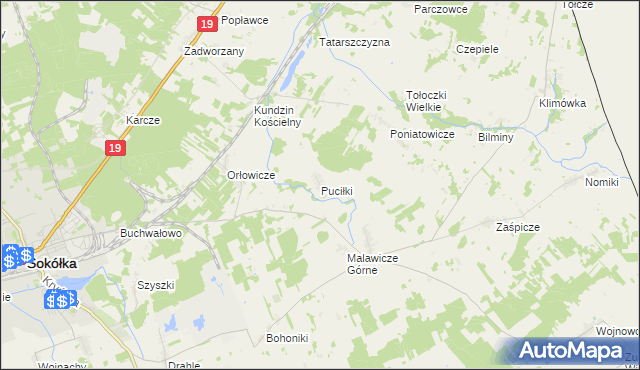 mapa Puciłki, Puciłki na mapie Targeo