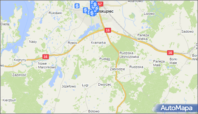 mapa Pudląg, Pudląg na mapie Targeo