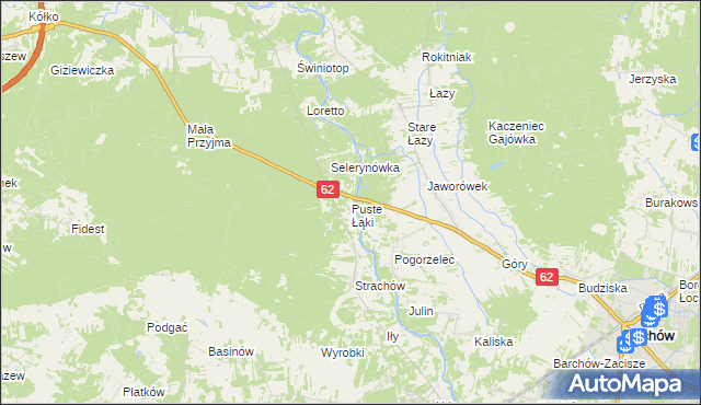 mapa Puste Łąki, Puste Łąki na mapie Targeo