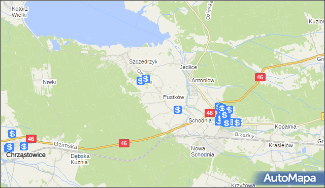 mapa Pustków gmina Ozimek, Pustków gmina Ozimek na mapie Targeo