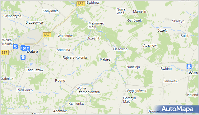 mapa Rąbież gmina Wierzbno, Rąbież gmina Wierzbno na mapie Targeo