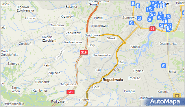 mapa Racławówka, Racławówka na mapie Targeo